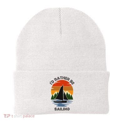 ID Rather Be Sailing Vintage Sunset Boating Beanie