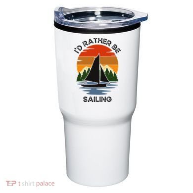ID Rather Be Sailing Vintage Sunset Boating Tumbler