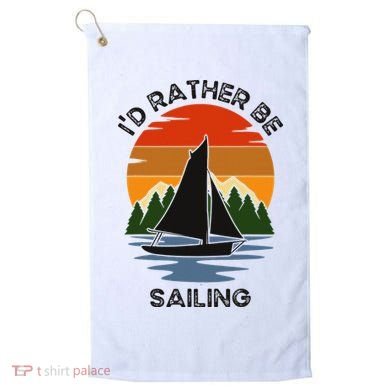 ID Rather Be Sailing Vintage Sunset Boating Golf Towel