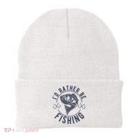 I’d Rather Be Fishing Funny Fishing Beanie thumb 0