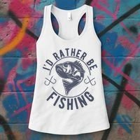 I’d Rather Be Fishing Funny Fishing Women's Tank Top thumb 3