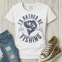 I’d Rather Be Fishing Funny Fishing Women's T-Shirt thumb 3