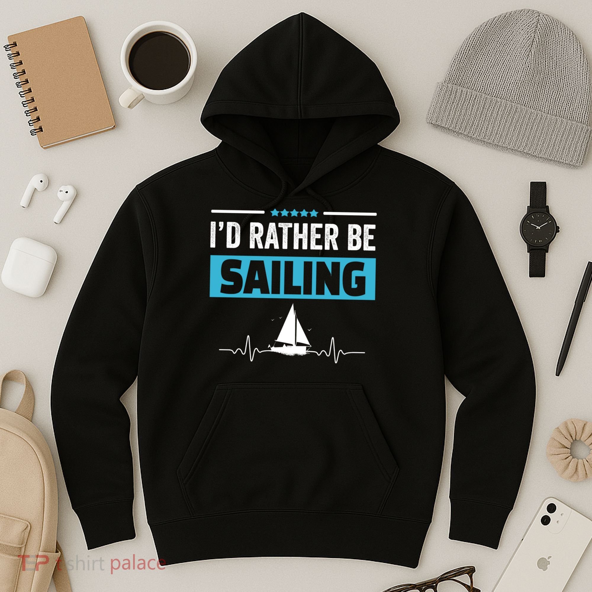 I'd Rather Be Sailing Boat Captain Sailboat Seafarer Sailor Gift Hoodie