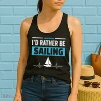 I'd Rather Be Sailing Boat Captain Sailboat Seafarer Sailor Gift Women's Tank Top thumb 2