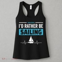 I'd Rather Be Sailing Boat Captain Sailboat Seafarer Sailor Gift Women's Tank Top thumb 3