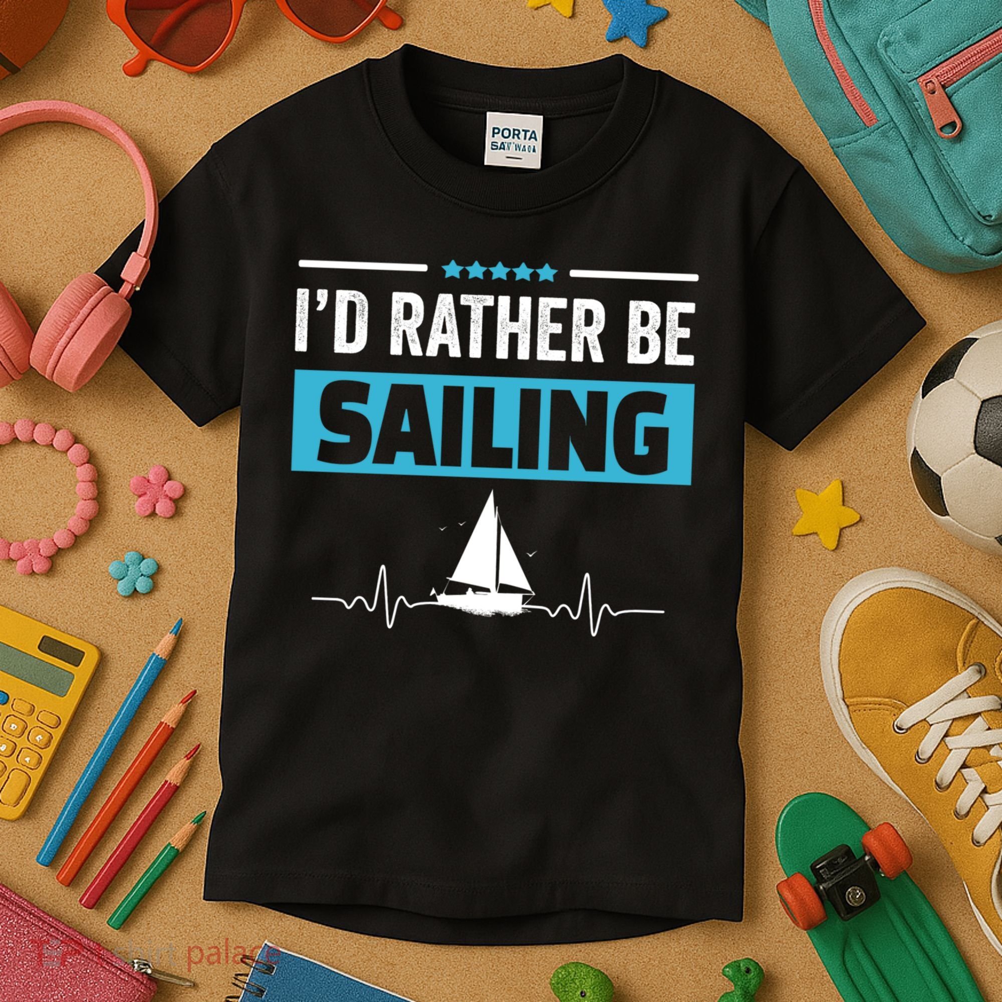 I'd Rather Be Sailing Boat Captain Sailboat Seafarer Sailor Gift Kids T-Shirt