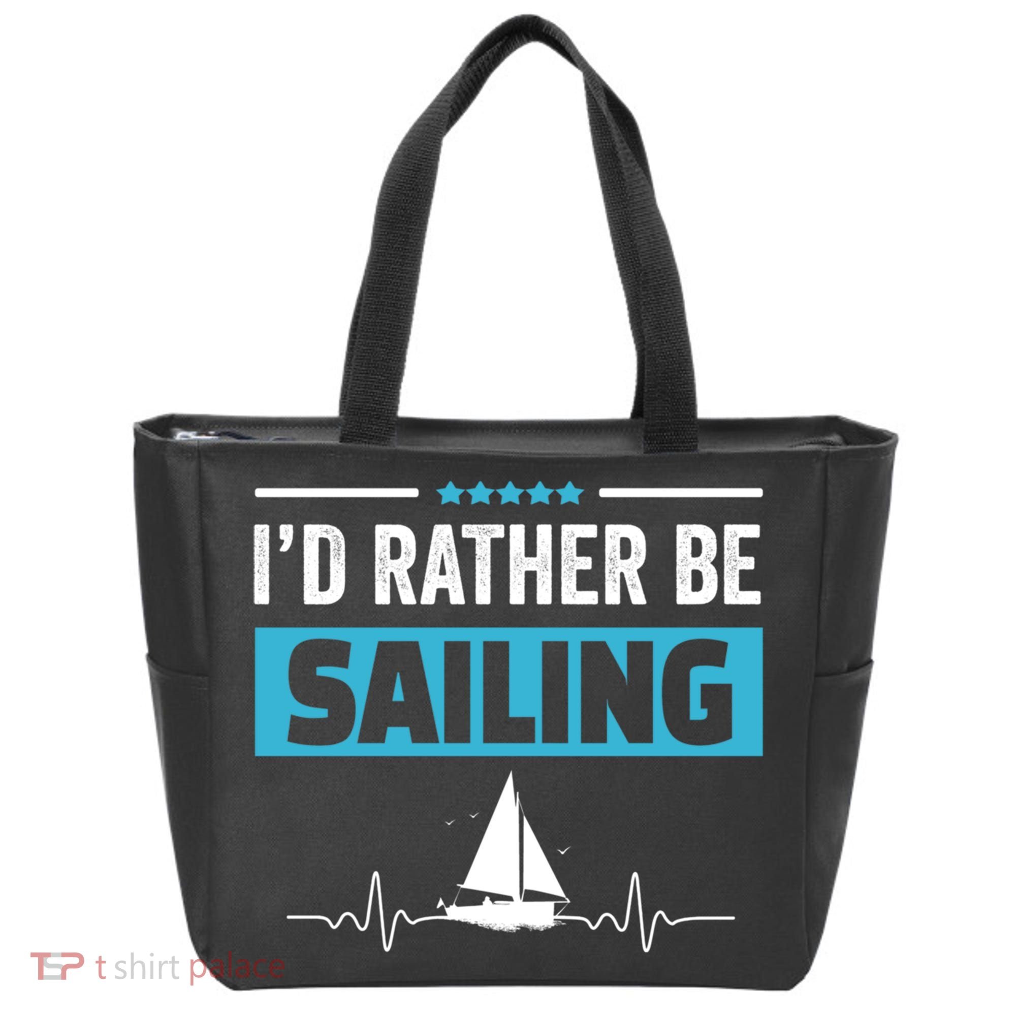 I'd Rather Be Sailing Boat Captain Sailboat Seafarer Sailor Gift Tote Bag