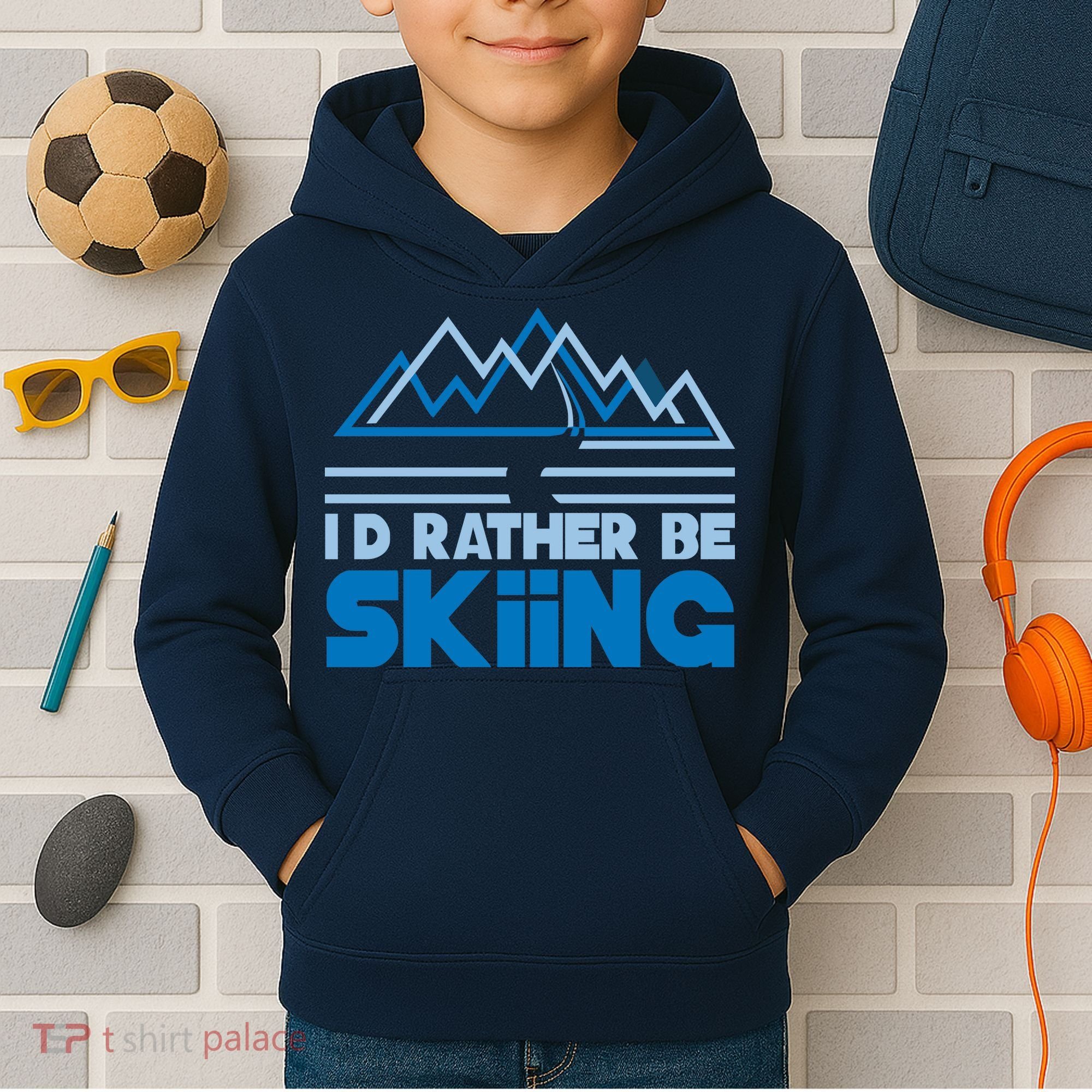 I'd Rather Be Skiing Kids Hoodie
