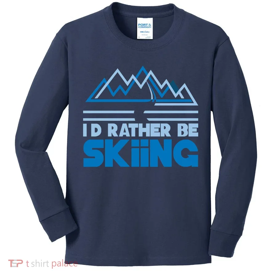 I'd Rather Be Skiing Kids Long Sleeve Shirt