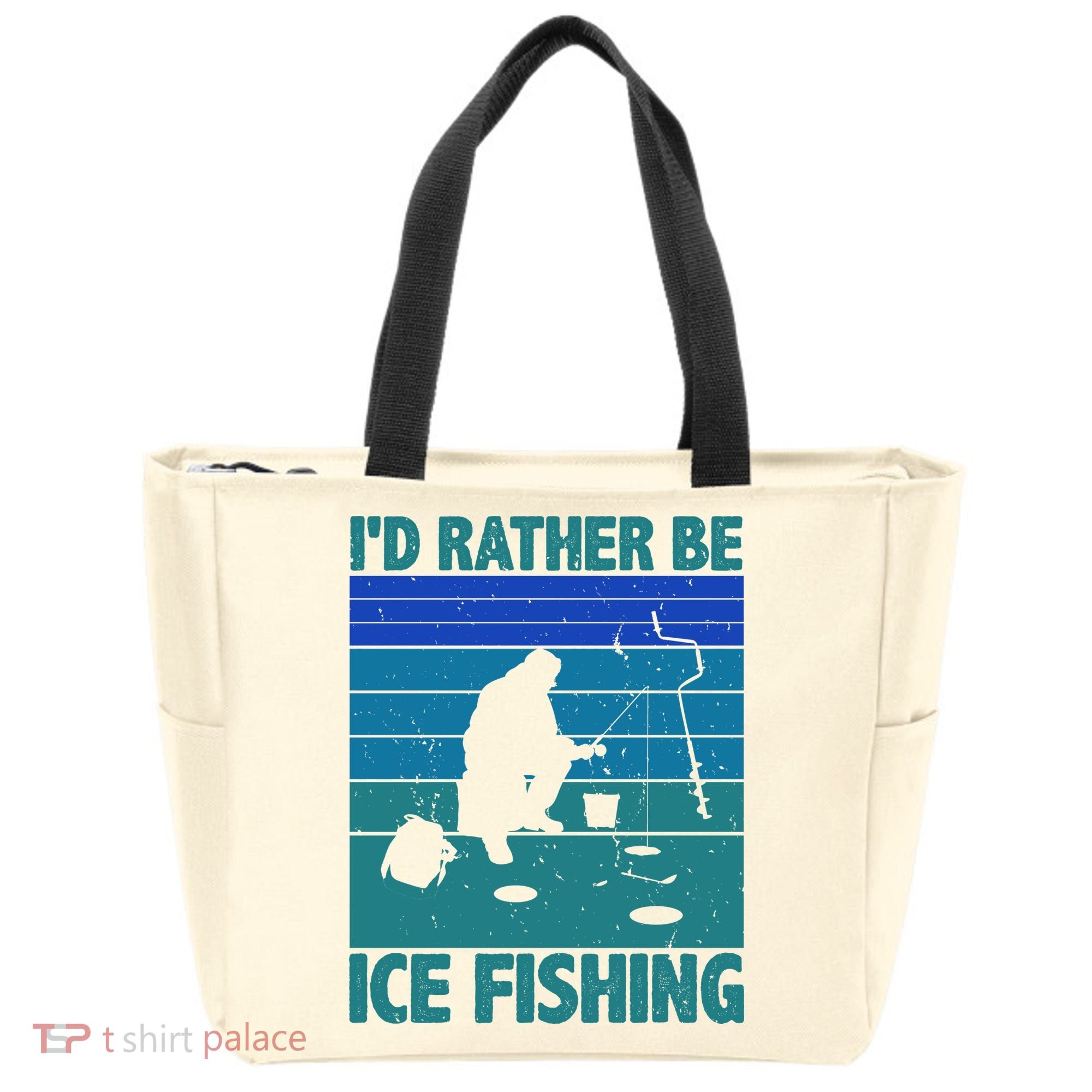 I'd Rather Be Ice Fishing Hobby Retro Gift Tote Bag