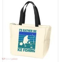 I'd Rather Be Ice Fishing Hobby Retro Gift Tote Bag thumb 3