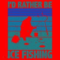 I'd Rather Be Ice Fishing Hobby Retro Gift Santa Hat thumb 1