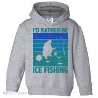 I'd Rather Be Ice Fishing Hobby Retro Gift Toddler Hoodie thumb 0