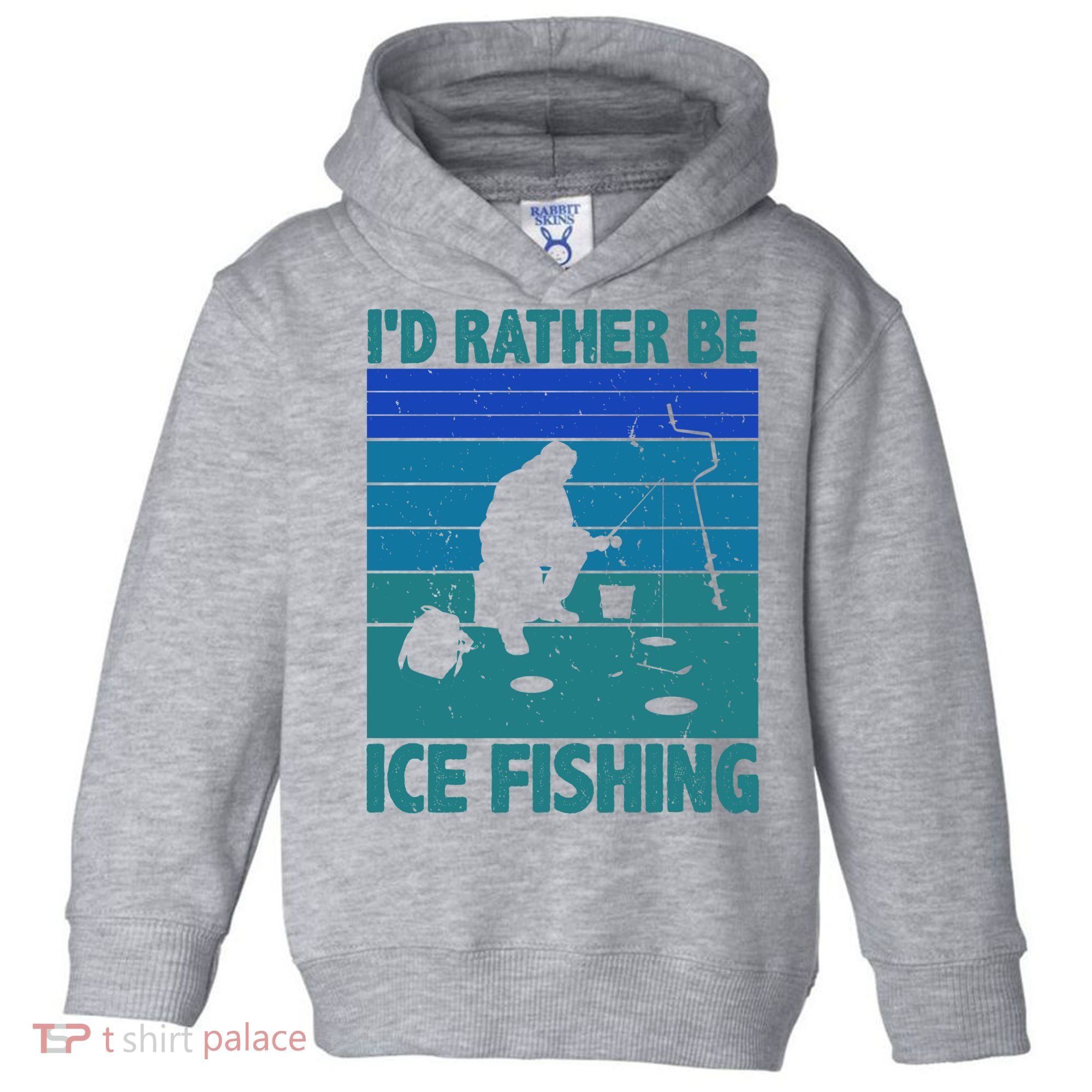 I'd Rather Be Ice Fishing Hobby Retro Gift Toddler Hoodie