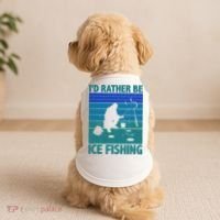 I'd Rather Be Ice Fishing Hobby Retro Gift Doggie Tank thumb 2