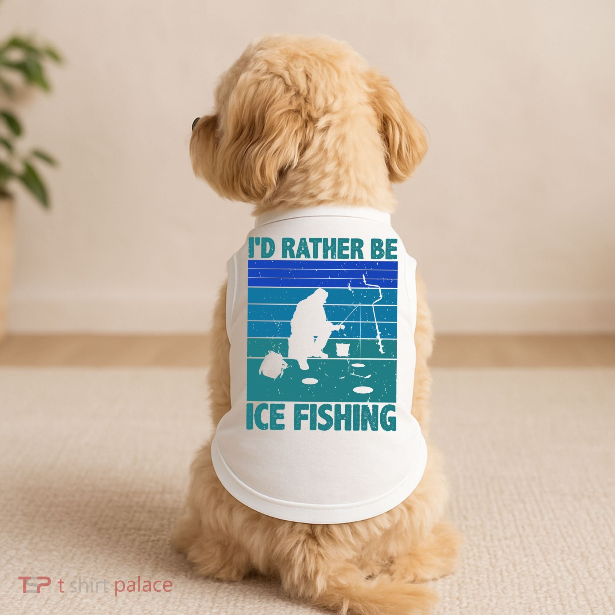 I'd Rather Be Ice Fishing Hobby Retro Gift Doggie Tank