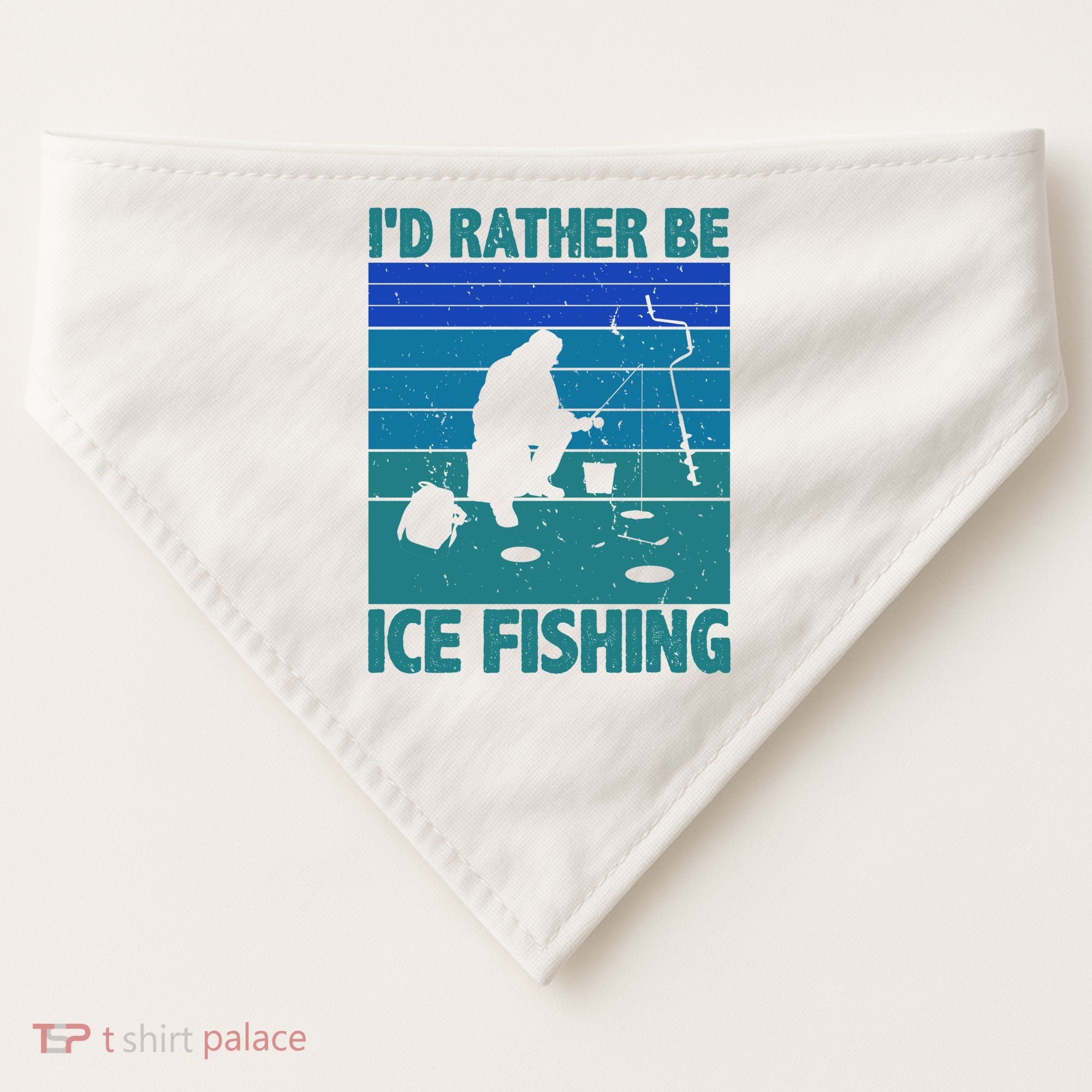 I'd Rather Be Ice Fishing Hobby Retro Gift USA-Made Doggie Bandana