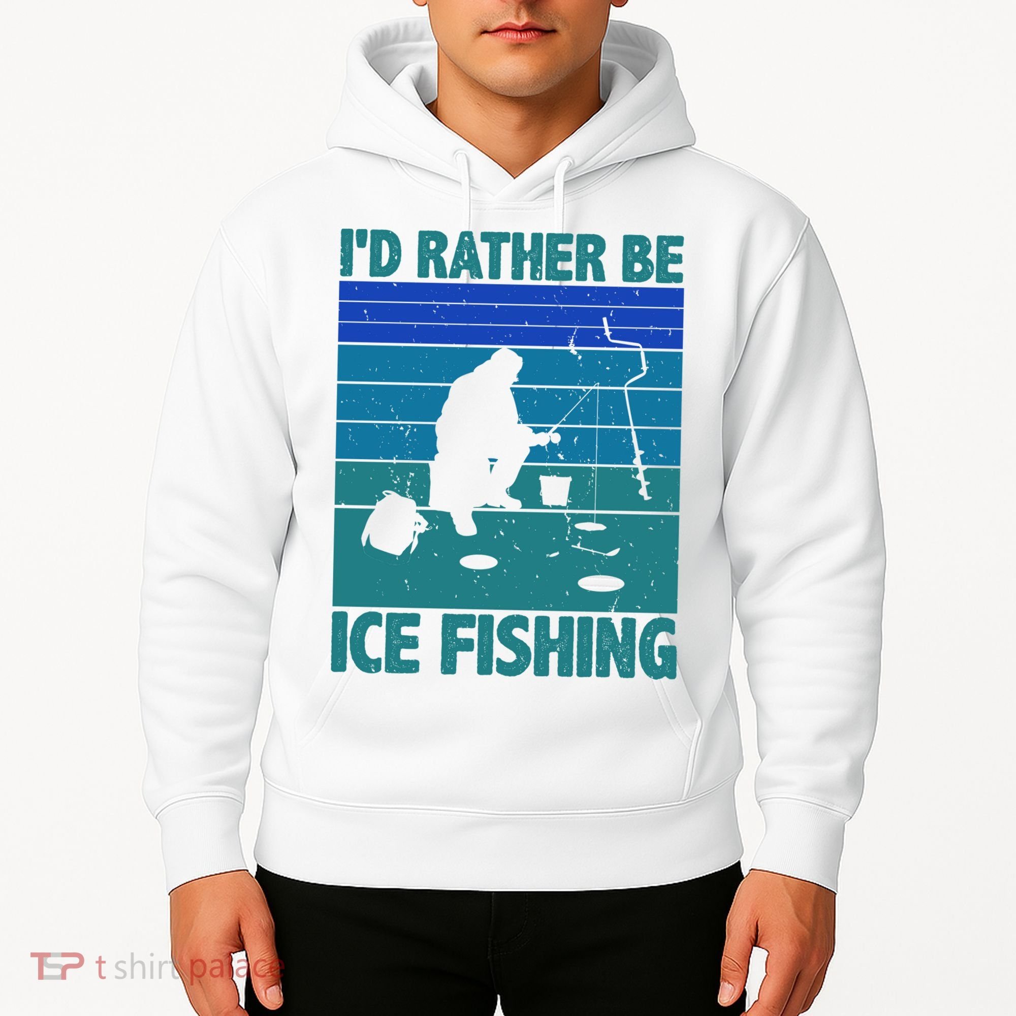 I'd Rather Be Ice Fishing Hobby Retro Gift Hoodie