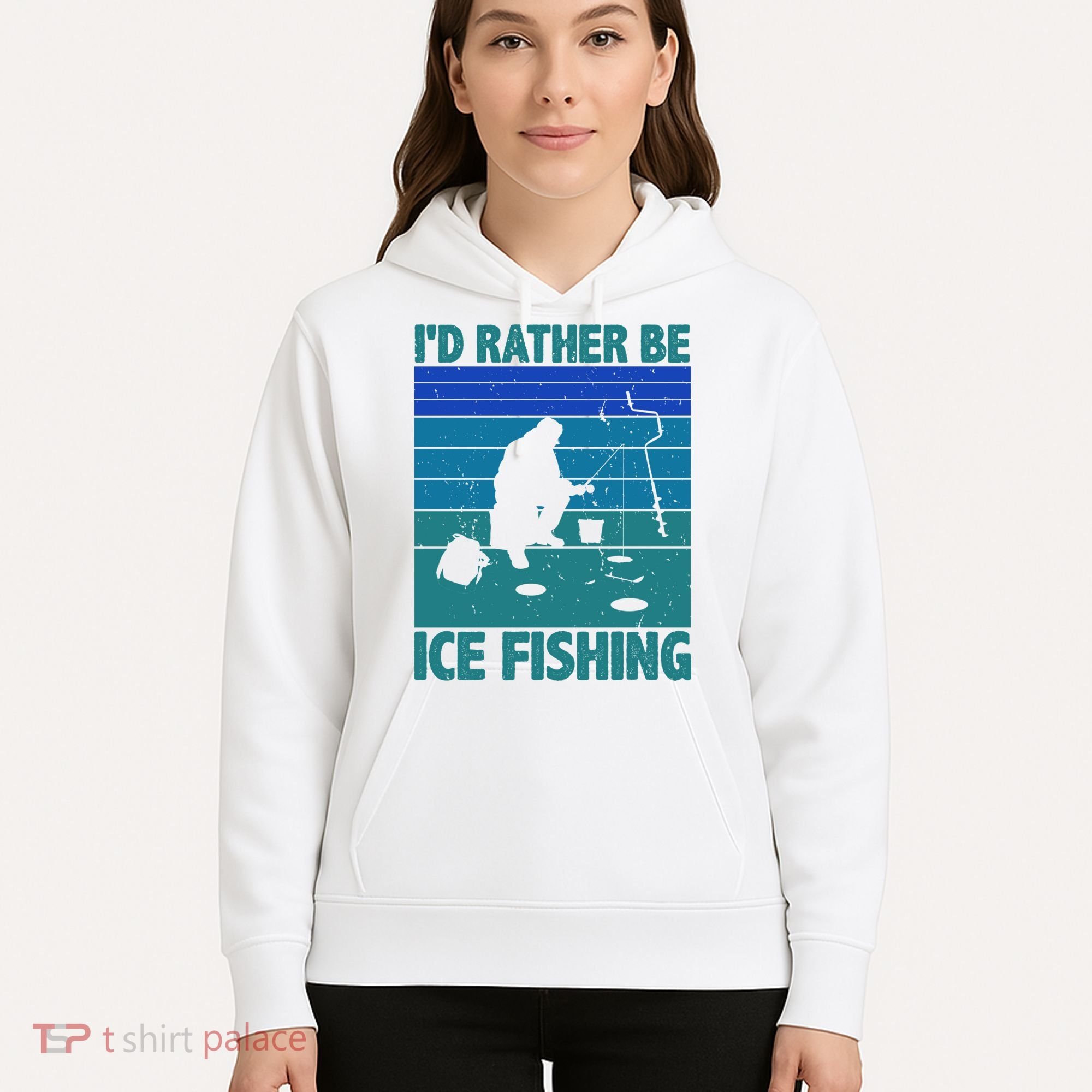 I'd Rather Be Ice Fishing Hobby Retro Gift Hoodie