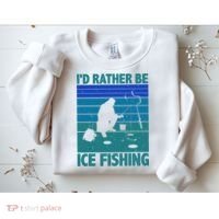 I'd Rather Be Ice Fishing Hobby Retro Gift Sweatshirt thumb 2
