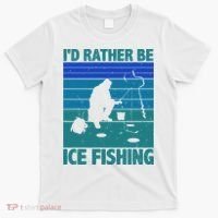 I'd Rather Be Ice Fishing Hobby Retro Gift T-Shirt thumb 0