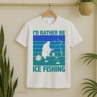 I'd Rather Be Ice Fishing Hobby Retro Gift T-Shirt thumb 2