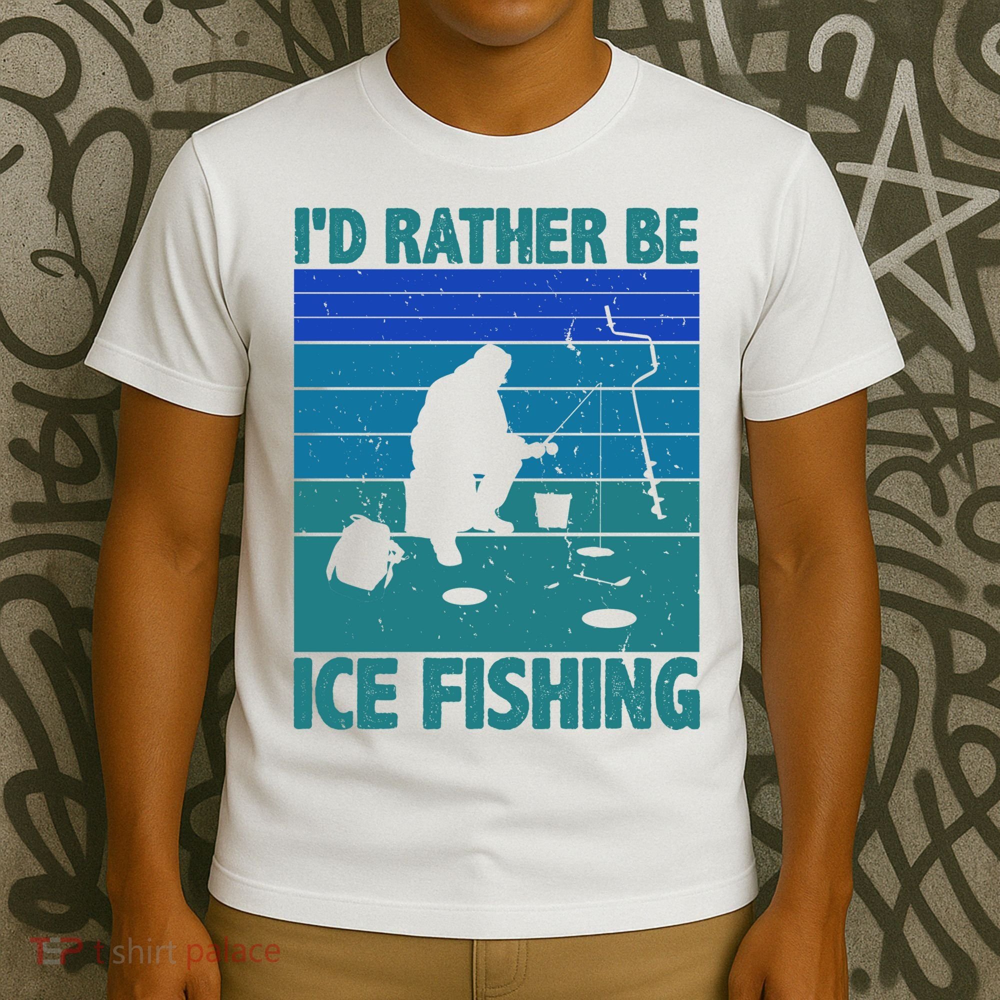 I'd Rather Be Ice Fishing Hobby Retro Gift T-Shirt