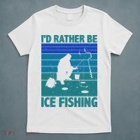 I'd Rather Be Ice Fishing Hobby Retro Gift T-Shirt thumb 5