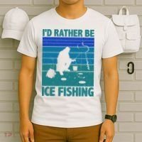I'd Rather Be Ice Fishing Hobby Retro Gift T-Shirt thumb 6