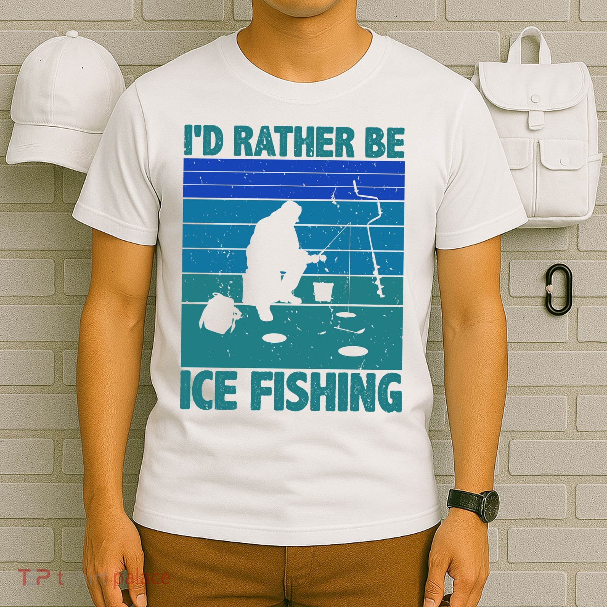 I'd Rather Be Ice Fishing Hobby Retro Gift T-Shirt
