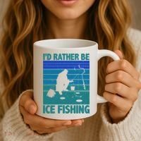 I'd Rather Be Ice Fishing Hobby Retro Gift Coffee Mug thumb 3