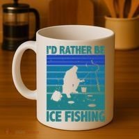 I'd Rather Be Ice Fishing Hobby Retro Gift Coffee Mug thumb 4