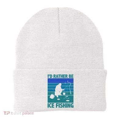 I'd Rather Be Ice Fishing Hobby Retro Gift Beanie