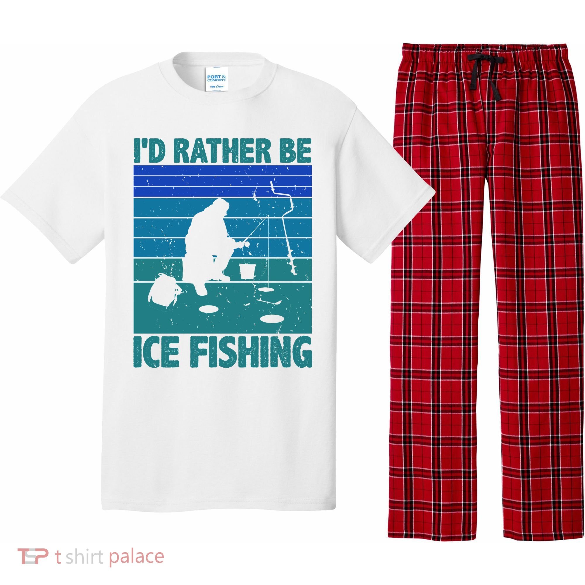 I'd Rather Be Ice Fishing Hobby Retro Gift Pajama Set