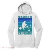I'd Rather Be Ice Fishing Hobby Retro Gift Women's Hoodie thumb 0