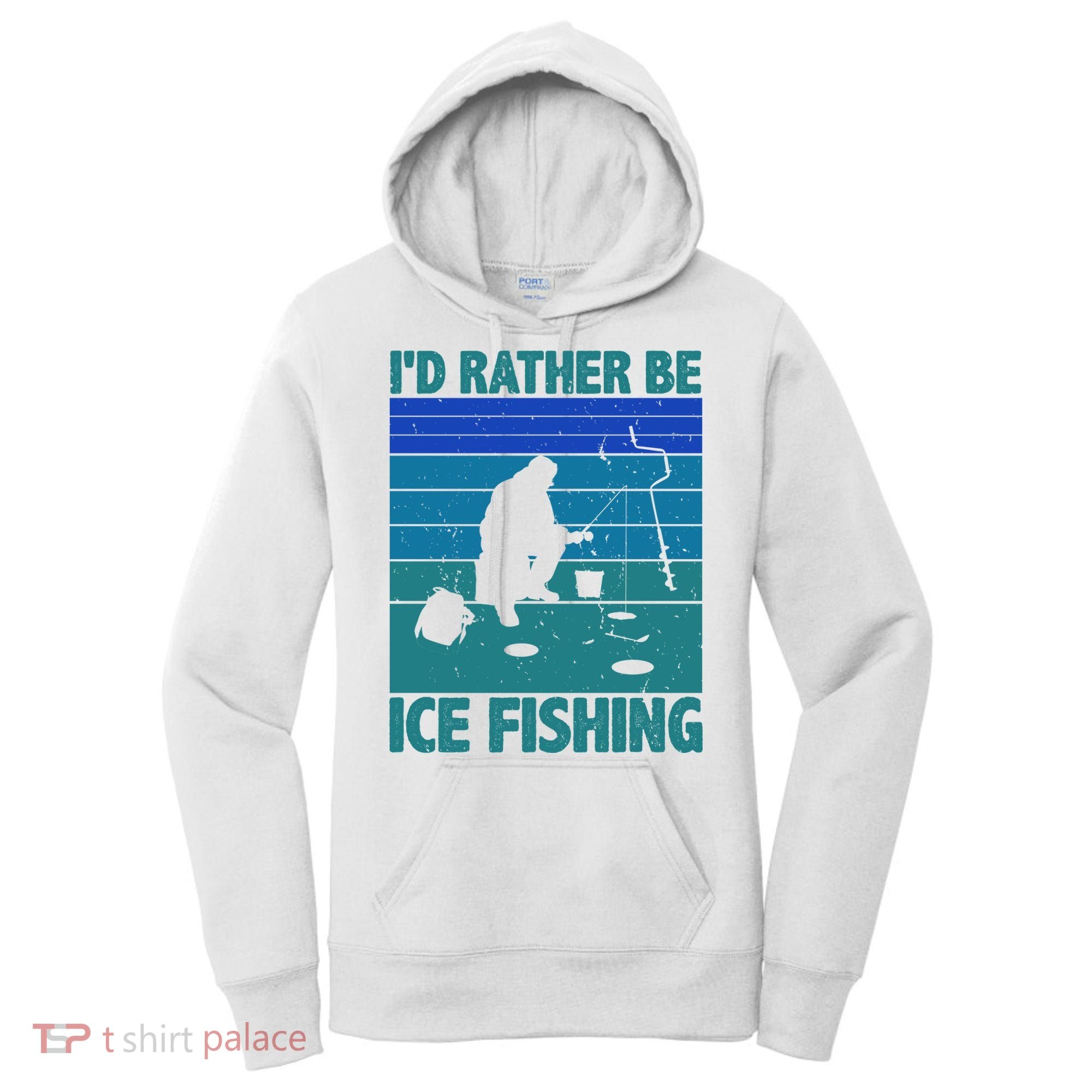 I'd Rather Be Ice Fishing Hobby Retro Gift Women's Hoodie