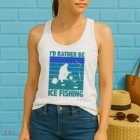 I'd Rather Be Ice Fishing Hobby Retro Gift Women's Tank Top thumb 2
