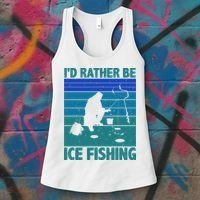I'd Rather Be Ice Fishing Hobby Retro Gift Women's Tank Top thumb 3