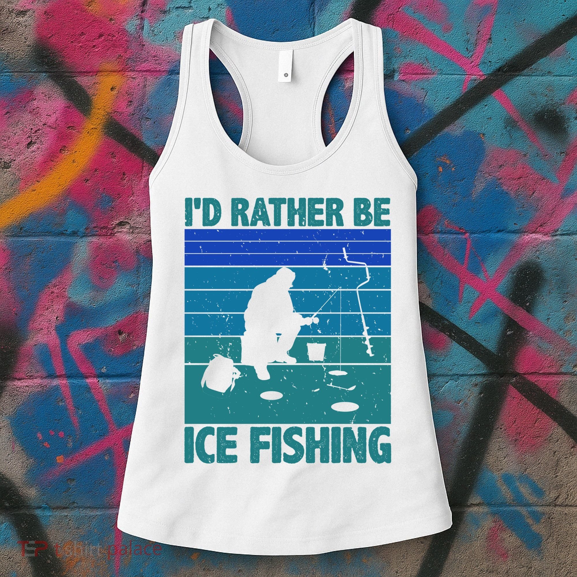 I'd Rather Be Ice Fishing Hobby Retro Gift Women's Tank Top