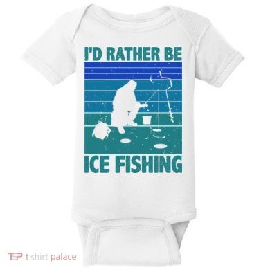 I'd Rather Be Ice Fishing Hobby Retro Gift Baby Bodysuit