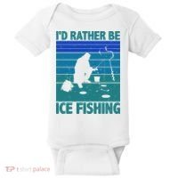 I'd Rather Be Ice Fishing Hobby Retro Gift Baby Bodysuit thumb 0