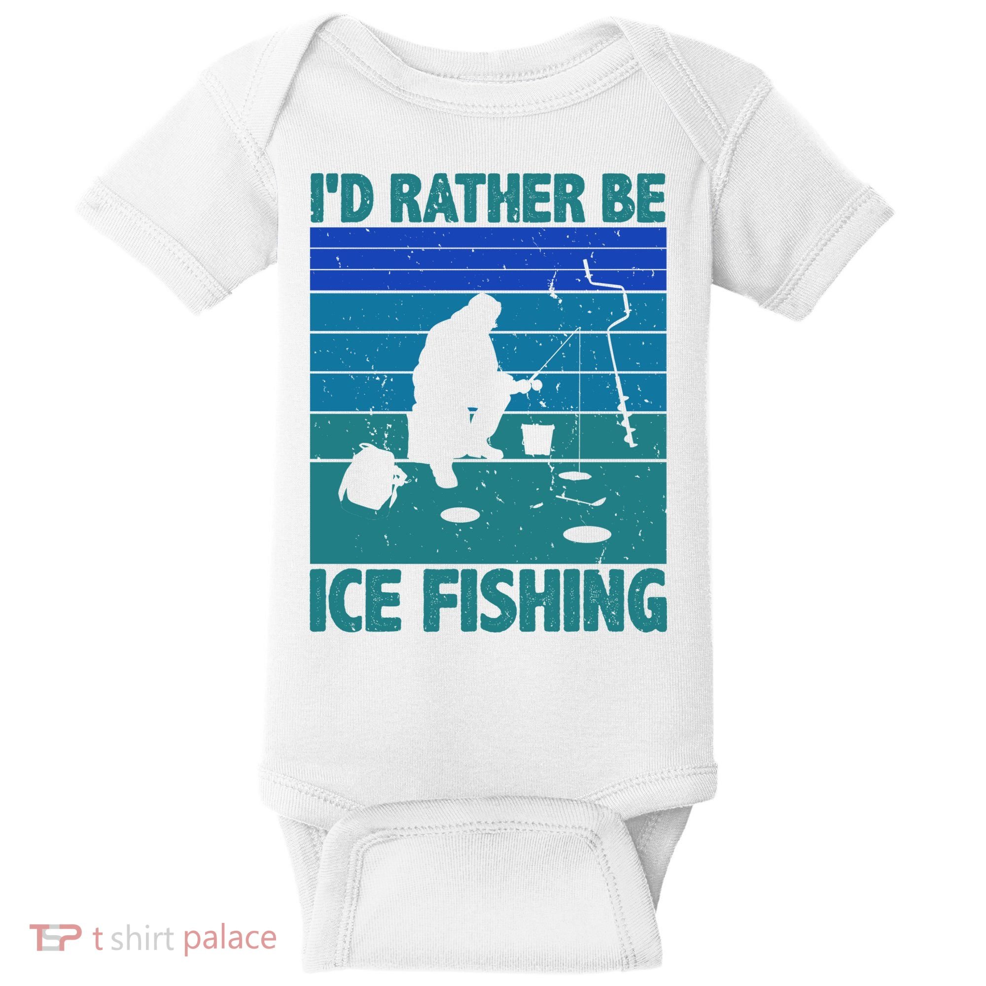 I'd Rather Be Ice Fishing Hobby Retro Gift Baby Bodysuit