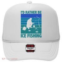 I'd Rather Be Ice Fishing Hobby Retro Gift Hat thumb 0