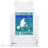 I'd Rather Be Ice Fishing Hobby Retro Gift Tank Top thumb 0