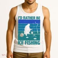 I'd Rather Be Ice Fishing Hobby Retro Gift Tank Top thumb 3