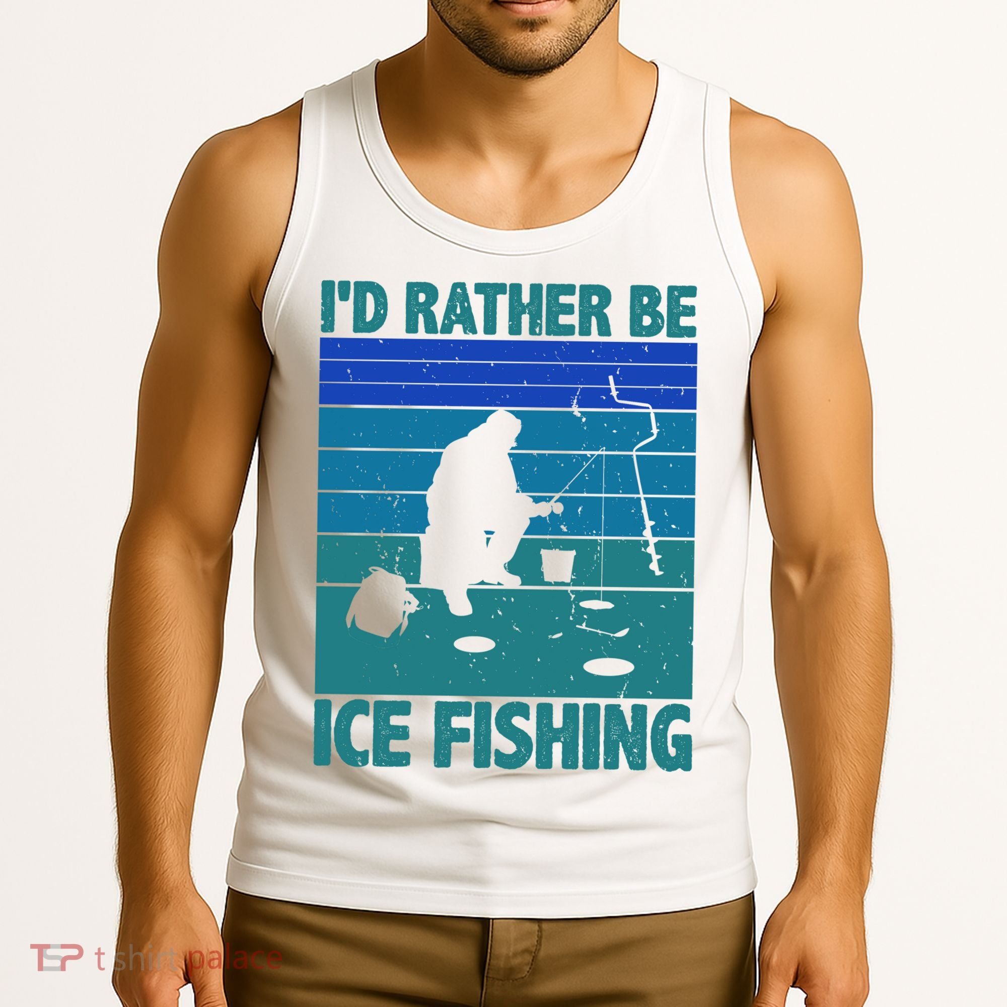 I'd Rather Be Ice Fishing Hobby Retro Gift Tank Top