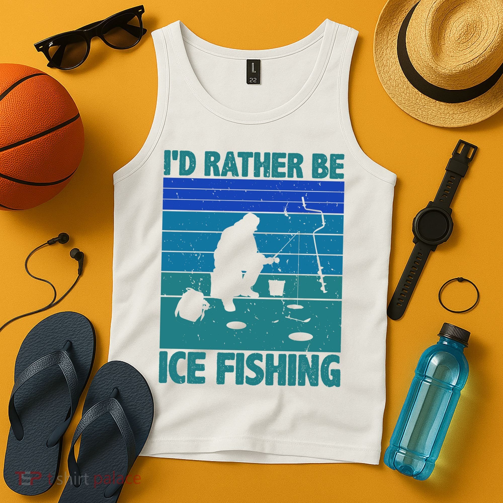 I'd Rather Be Ice Fishing Hobby Retro Gift Tank Top