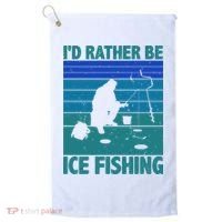 I'd Rather Be Ice Fishing Hobby Retro Gift Golf Towel thumb 0