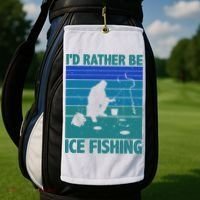 I'd Rather Be Ice Fishing Hobby Retro Gift Golf Towel thumb 2