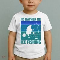 I'd Rather Be Ice Fishing Hobby Retro Gift Toddler T-Shirt thumb 2
